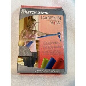Danskin Now Latex Stretch Bands Resistance Band Set of 3 with Workout Guide